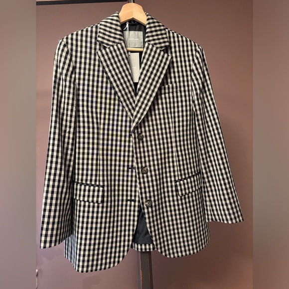 NWT Everlane - The Oversized Blazer in Buttersmooth. Khaki/Black Gingham size 2 - Picture 4 of 5
